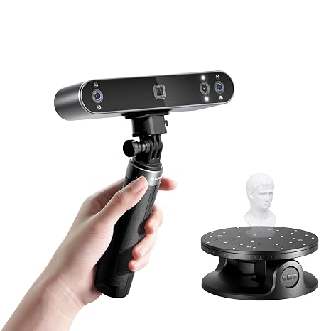 Revopoint POP 3 Plus 3D Scanner & Dual Axis Turntable Bundle, Portable 3D Model Scanner Up to 18FPS Scanning Speed with 0.04mm High Precision