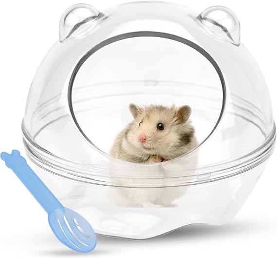 Fadcaer Hamster Sand Bath Container,Small Animal Bathtub with Sand Shovel,Transparent Hamster Toilet Hamster Bathroom for Gerbil Dwarf Hamster Guinea Pig Pet Cage Accessories (14 * 14 * 11 cm)