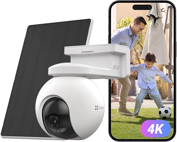 EZVIZ EZVIZ Security Camera Outdoor Solar CB8 Pro Kit 4K 8 million pixels / 360° shooting possible / Pan Tilt / Auto Tracking / Color / 2.4GHz Wi-Fi / AI Human and Vehicle Detection / AOV Constant