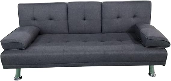 - Canos 3 Seater Sofa Bed, Armchair Bed, Sofa Bed, with Folding Table, Upholstered Synthetic Fabric, Click-Clack Opening, Designer Sofa, Grey