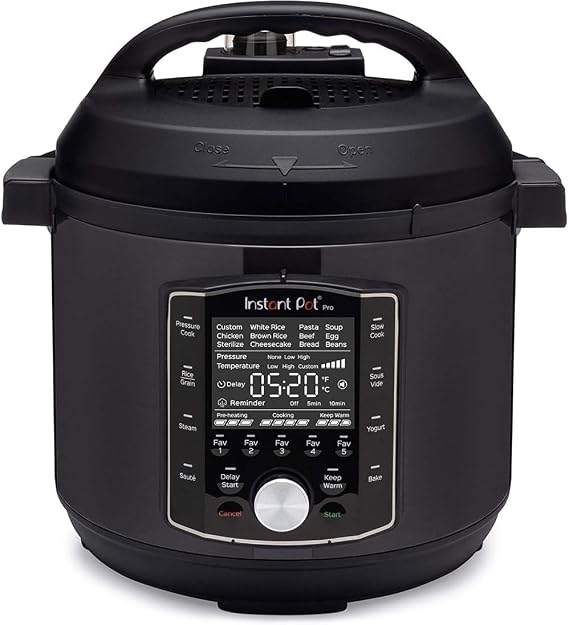 Instant Pot Pro Electric Multicooker 10-in-1, 1200 W, 5.7 L – Pressure Cooker, Slow Cooker, Rice Cooker, Steamer, Sauté, Sterilizer, Yogurt Maker, Sous Vide – Stainless Steel Black