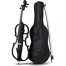 Electric Cello, Solid Wood Silent Cello, Professional Stage Performance with Case, Bow, Rosin, Earphone, Connecting Line