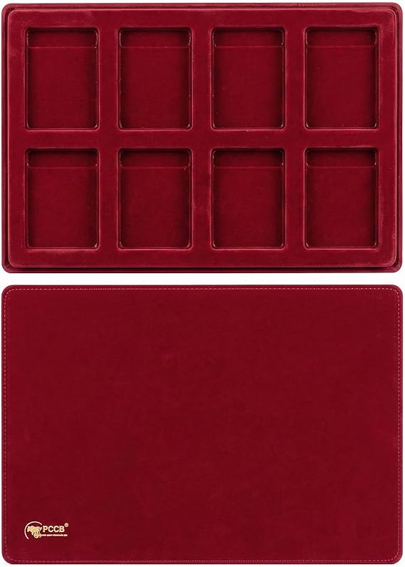 PCCB 8 Grid Red PET Plant Velvet Coin Display Tray Coin Slab Holder Storage Case for NGC CNGC NPGS PCGS