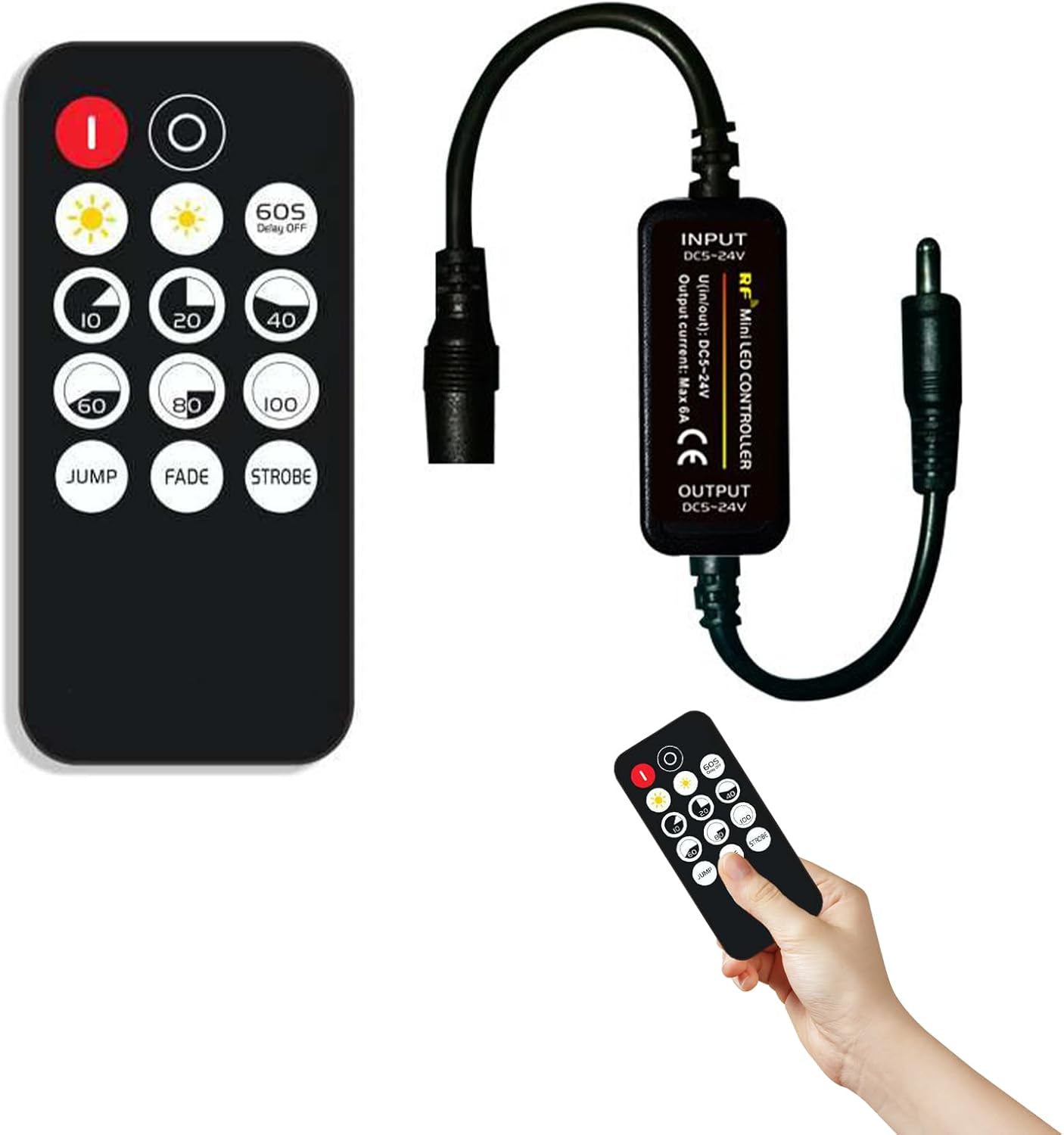 Mini RF Dimmer Controller Mini RF Dimmer Controller 14 Buttons DC5-24V 14-Button LED Remote Controller LED Remote Control 12V LED Remote Control RF Wireless Remote Control Dimmer (Single