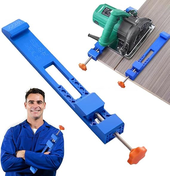 Adjustable Cutting Machine Base Guide, Woodworking Sawing Holder Circular Saw Guide Rail for 4-6 Inches Base(Blue)
