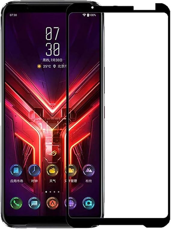 Microcase Asus Rog Phone 3 Tam Kaplayan Çerçeveli Tempered Ekran Koruyucu - Siyah