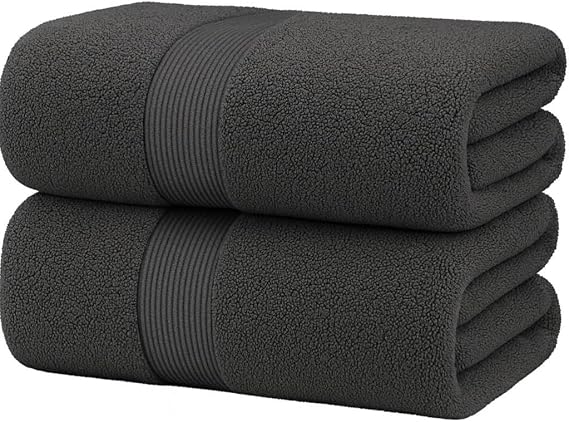 Extra Large Bath Towels with Hanging Loop - Super Soft Luxury Egyptian Cotton Towels - 600 GSM Lint Free Fast Drying Towel for Gym Salon, Spa & Hotel Quality (90 x 150 cm Pack of 1)
