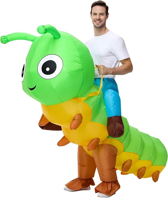 Poptrend Inflatable Caterpillar Costume for Adult Kids, Inflatable Blow up Costumes Caterpillar Halloween Costumes Men Women Funny Fancy Dress Party Costumes
