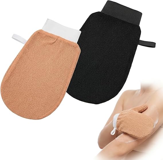 2Pcs Exfoliating Gloves, Body Scrub Mitts for Shower and Bath, Dead Skin Remover Mitts for Smooth Skin, Reusable Bath Gloves for Home Spa
