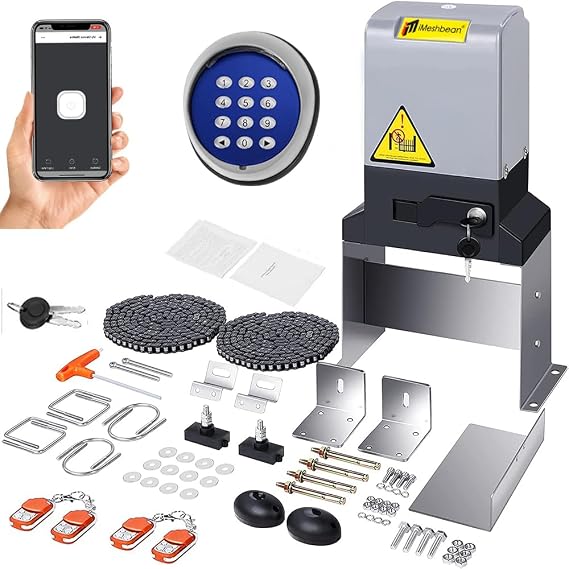 4400lb Automatic Sliding Gate Opener APP Control with 4 Remotes,750W Electric Sliding Gate Opener Automatic Motor Remote Kit with Wireless Keyboard for Sliding Gate Opener Up to 40ft