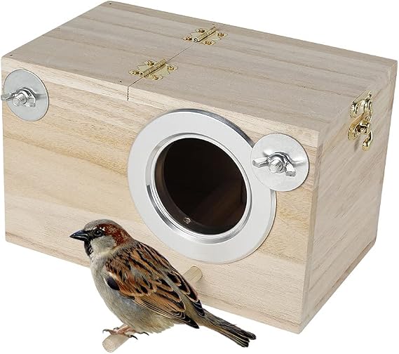 Parakeet Nesting Box Bird House Budgie Wooden Breeding Cage Parrot Mating Box Nest Aviary for Lovebirds, Finch, Cockatiel, Cage
