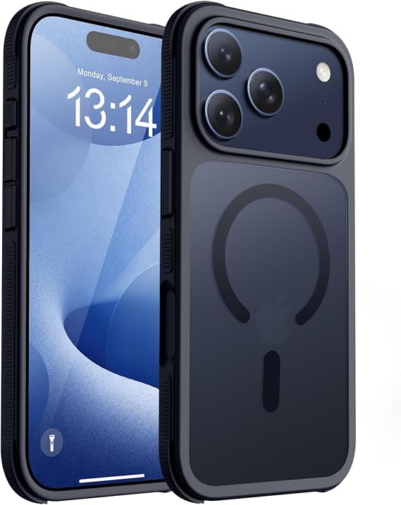 OTOFLY iPhone 17 Pro Max用磁気ケース、MagSafe対応、統合TPUカメラコントロールカバー、超グリップ耐衝撃落下保護フォンケース、17 ProMax用、ブラック