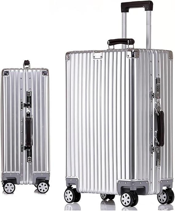 Aluminium Suitcase Large Silver Suitcase Cabin Suitcase Hand Luggage Suitcase with Spinner Wheels TSA Combination Lock