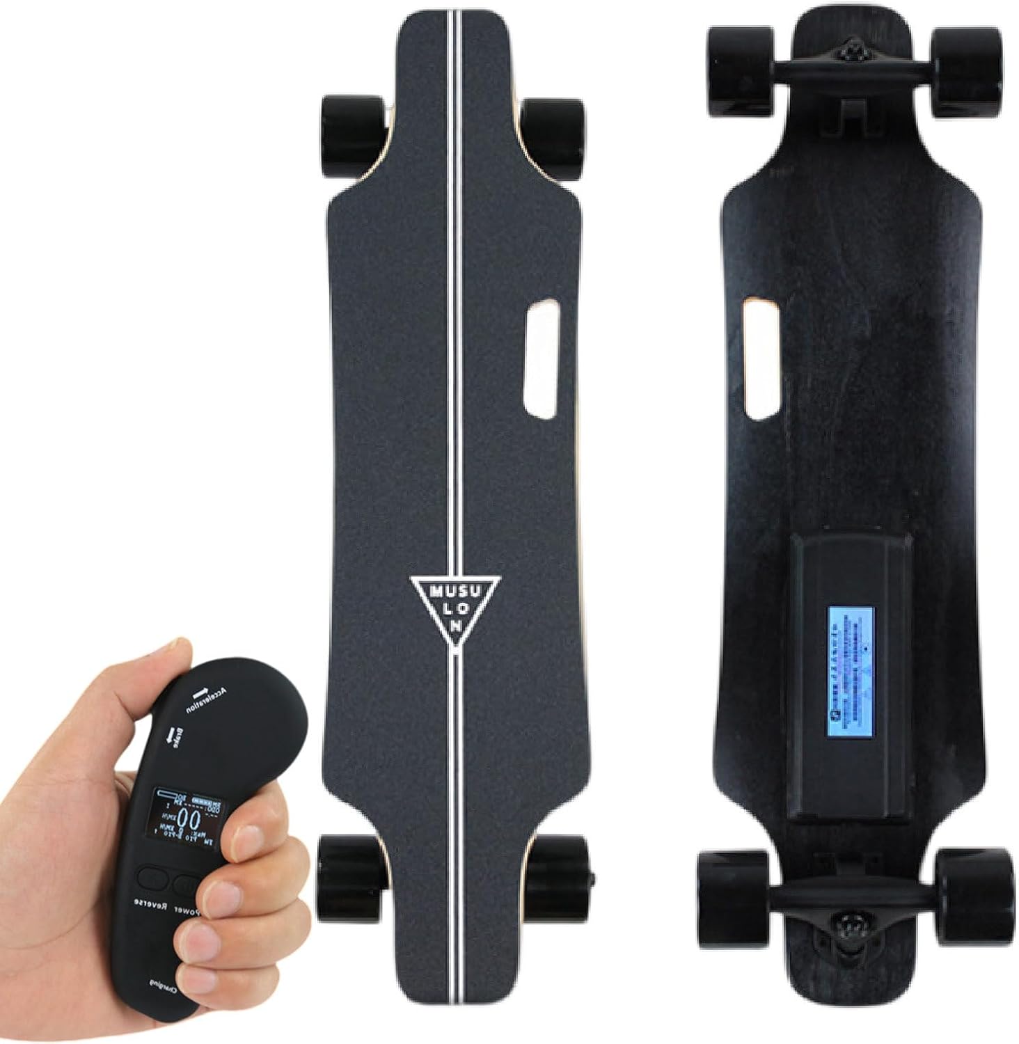 Electric Longboard Skateboard/Electric Skateboard With Upgraded Lcd Remote Controlfor,4 Gear Settings,Maximum Speed 15-30 Km/H,Easy Carry Handle Design,For Beginners-Pro 15km