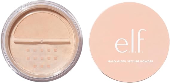 e.l.f., Halo Glow Setting Powder, Silky, Lightweight, Blend, Smooths, Minimizes Pores and Fine Lines, Creates a Smooth, Medium, Semi-Matte Finish Focus Effect 0.2 oz