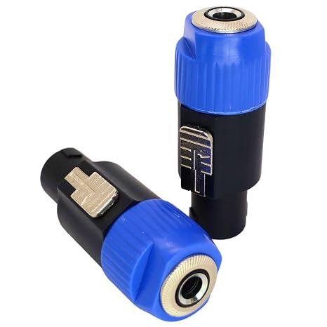 Speakon to 1/4 Inch TS Adapter Cable (2-Pack), NL4FC Male to 6.35mm Mono Female Audio Converter for Connecting Amplifier, Mixer, DJ Gear to 4 Pole Audio Speakon Cable, Speaker or PA System