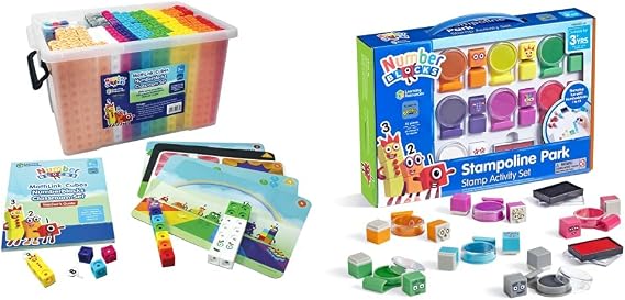 Learning Resources MathLink Cubes Numberblocks Classroom Set, Teaching Resources & Numberblocks Stampoline Park Stamp Activity Set