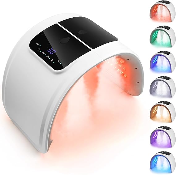 LED Face Mask Light Therapy, 7-Color Light Circulating Light, Spray