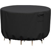 SYH&AQYE Round Patio Table Cover Waterproof, Round Patio Furniture Covers, Outdoor Furniture Cover Round Waterproof for Outside Dining Table and Chairs Seating