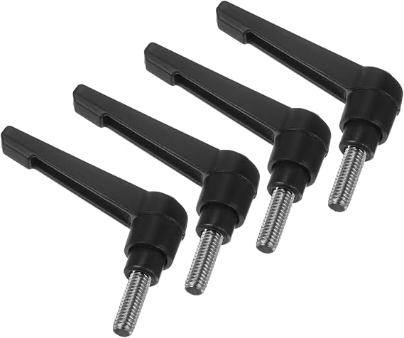 TA-VIGOR 4Pcs Adjustable Clamping Lever Handles, M6 x 15mm Locking Quick Release Push Button Ratchet Screw Knobs, 304 Stainless Steel Male Thread Stud Bolts Handle for Machinery & Equipment
