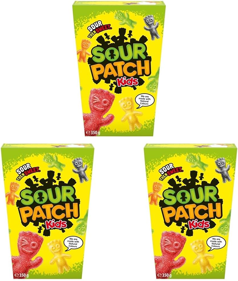 Sour Patch Kids Assortment, Fruit-Flavoured Gums with Sour Sugar Coating, 350g Pack of 3