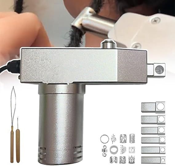 Dreadlock Maker Crochet Machine - Handheld Instant DIY Dreadlocks Braiding Hair Extensions,Portable Dreadlock Machine-Twisting and Braiding Tool with 6 Braiding Head&speed Adjustment,Silver