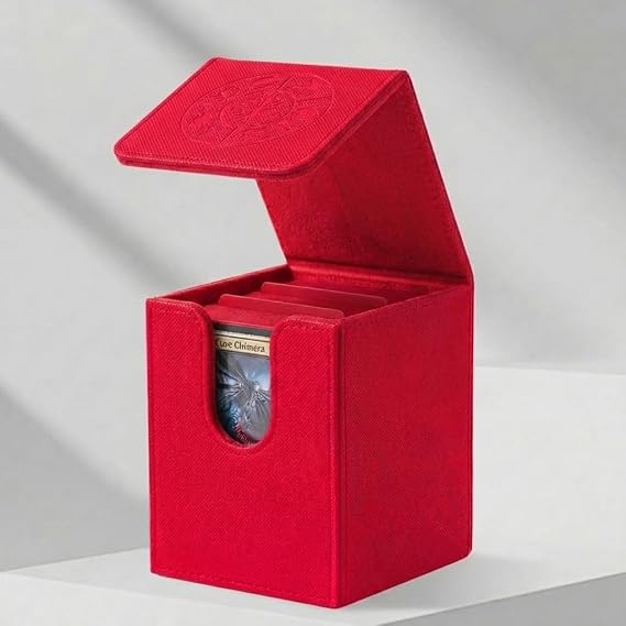 Card Deck Box for MTG, TCG, Fits 100+ Sleeved Cards, Red