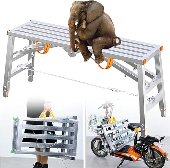 Adjustable Height Portable Scaffolding, Multipurpos Tower Ladder Stool, Heavy Galvanized Steel Scaffold, Home Equipment For Ceiling Decoration, Cleaning, Constructi(Size:180cm/70.9in,Color:W