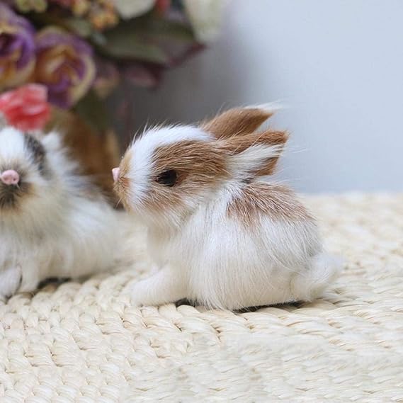 Mini Simulation Rabbits, Realistic Cute Plush Rabbits Lifelike Plush Bunny Realistic Rabbit Miniatures, White Home Party Decors Model Gift Miniatures Decorations