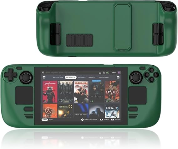 Steam Deck Case, Kickstand Protective Case Compatible with Steam Deck/Steam Deck OLED, Non-Slip Scratches Dust Fingerprints Resistant Protective Shell Steam Deck Accessories (Green)