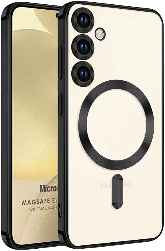 Microsonic Samsung Galaxy S24 için Kılıf MagSafe Luxury Electroplate Siyah [Galaxy S24 ile Uyumlu Kılıf - Siyah]