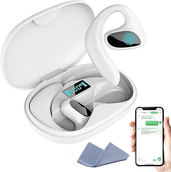 AI Translation Earbuds, AI Translation Earbuds Real Time with 156 Real - Time Languages for Business, Learning & Travel (White)