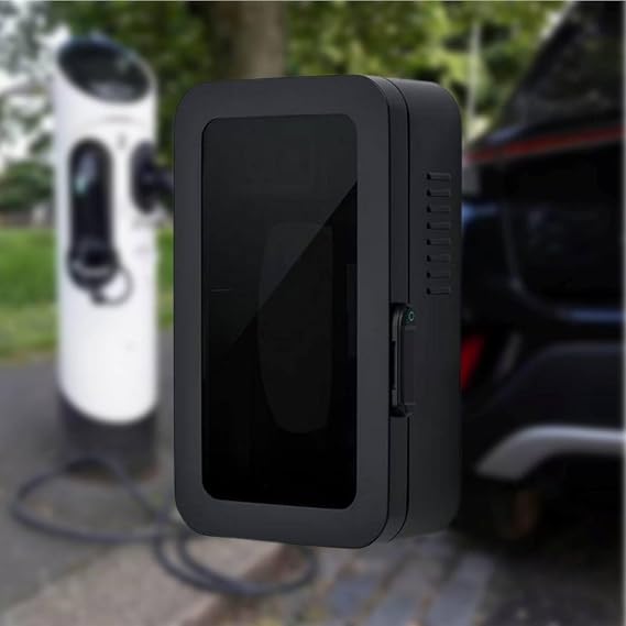 EV Charger Enclosure with Combination Lock and Cable Organizer, Weatherproof Wall Mounted Charging Box for Tesla Charger Home Garage Carport Installation Black-PasswordB