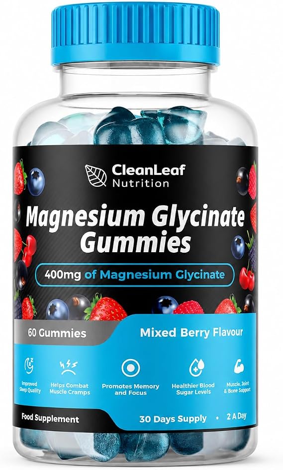 Magnesium Glycinate Gummies - 400mg High Absorption Formula for Sleep, Stress Relief & Muscle Health - Mixed Berry Flavor, Non-GMO, 30-Day Supply for Adults