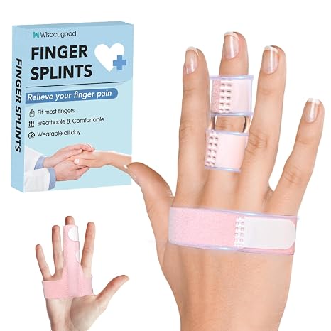 Trigger Finger Splint,Finger Brace,Broken Fingers Straightening,Pain Relief,Arthritis or Support for Fingers,Knuckle Splint Fits Index/Middle/Ring,Adjustable straps for Left or Right Hand (Pink)