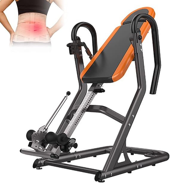 Heavy Duty Inversion Table, Foldable Gravity Trainer (With 3 Inversion Angle), Dual Stability, Safety, Home Gym Back Stretch Machine, Relieve Spine, Back Pain