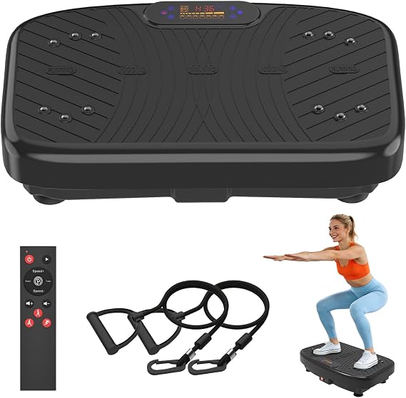 Vibration Plate Exercise Machine, Whole Body Vibration Platform for Lymphatic Drainage, Fat Burning & Weight Loss, 1-200 Adjustable Speeds Vibration Equipment for Home Use (Matte Black)