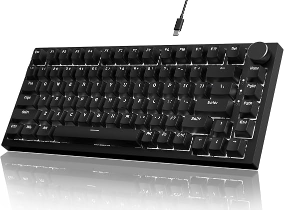 ATTACK SHARK x AJAZZ AK820 Gaming Keyboard, Wired USB-C 82 Keys, 75% Mechanical Keyboard, Black