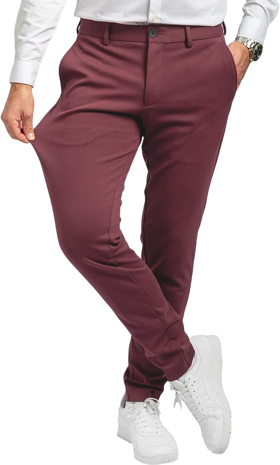 performance pants mens stylish slim fit stretch trousers comfortable for business and leisure comfortable fabric