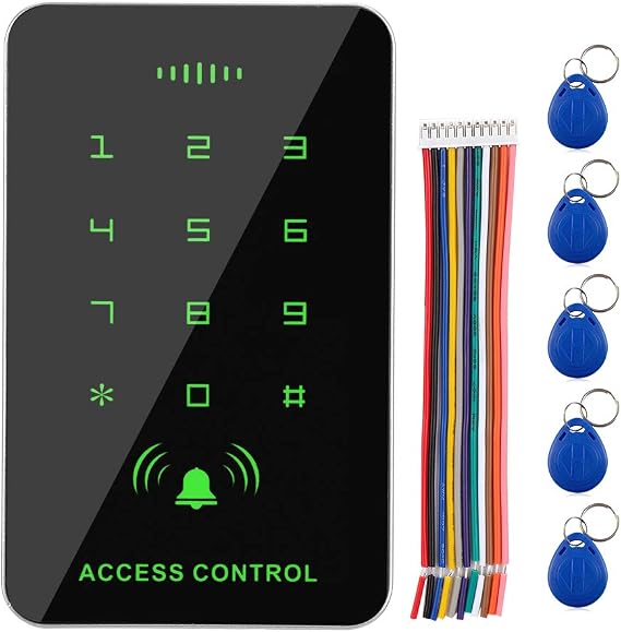 RFID Access Control Card Reader Door Lock Opener Access Controller Password with 5 Keychains