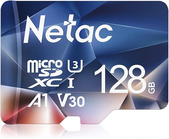 Netac 128GB MicroSDXC Memory Card, Micro SD Card R/W up to 100/50MB/s, TF Card 4K Full HD Video Recording, UHS-I, C10, U3, A1, V30, for Camera, Smartphone, Security System, Drone, Dash Cam