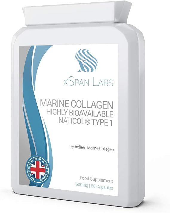 xSpan Labs Marine Collagen 600mg 60 Capsules - Highly Bioavailable Naticol®
