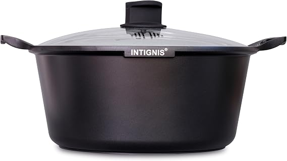 6.5L Non-Stick Casserole Dish with Glass Lid – Heavy-Duty Aluminium, GREBLON Ceramic Coating – Induction, Gas, Electric & Dishwasher Safe – 28cm Cooking Pot with Handles