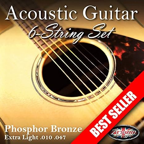 2 SETS! Adagio Professional Acoustic Guitar Strings 10-47 Phosphor Bronze (PACK OF 2 FULL SETS)