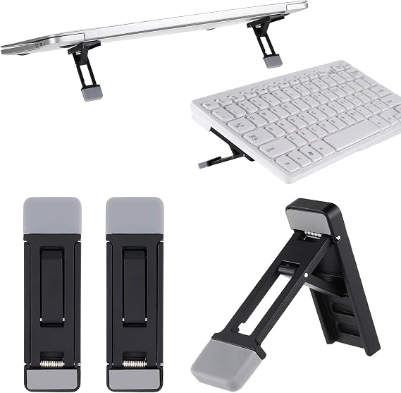 Pack of 2 Keyboard Stands Portable Keyboard Riser Mini Laptop Stand Keyboard Stand 3 Levels Adjustable Keyboard Riser Self-Adhesive Keyboard Riser Feet for Most Keyboards (Black)