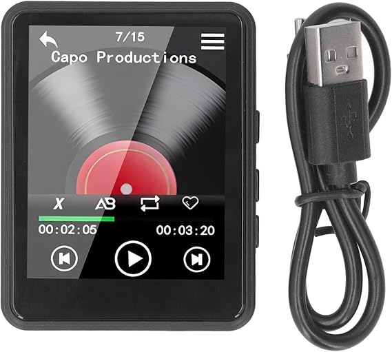 MP3 & Mp4 Player, Bluetooth 5.3, 2.4 Inch Full Touch Screen Music Player, HiFi Stereo Sound Digital Audio Player, Built-in HD Speaker, FM Radio, Recording, E-Book No Memory Card