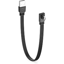 90 Degree USB 2.0 to Micro USB Flat Cable,24AWG Type-A to Micro USB Charging Cable,2A Fast Charge 480Mbps Transmission Flat USB Micro Port Data Cable,for Game Console,Camera-0.98Ft (Right)