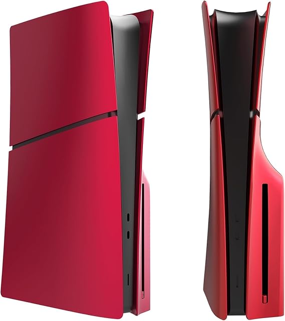 Replacement Shockproof Hard Faceplate Shell Plates Dustproof Cover Panels Anti-Scratch Skins for PS5 Slim Console Disc Edition - Red