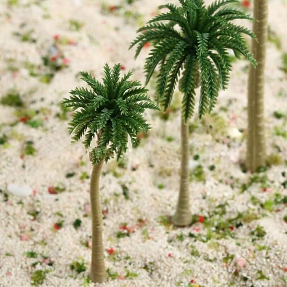 15pcs Model Coconut Palm Trees for Train Railway Scenery, Scale