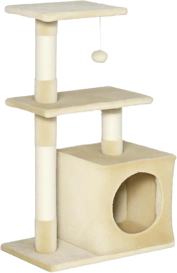 PawHut Tree Scratching Post for Cats 81.5 cm 2 Platforms 50 x 30 x 81.5 cm